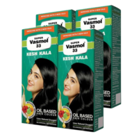 Vasmol Super 33 Kesh Kala 75Ml - Pack Of 4 I Black Colour I Oil Based Hair Colour I Improved With 3 New Oils I No Ammonia,